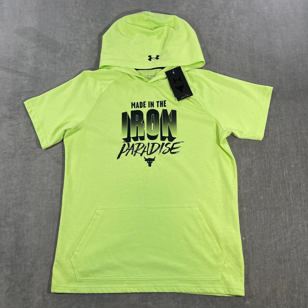 Under Armour Project Rock‎ Boys YXL Neon Green Short Sleeve Hoodie